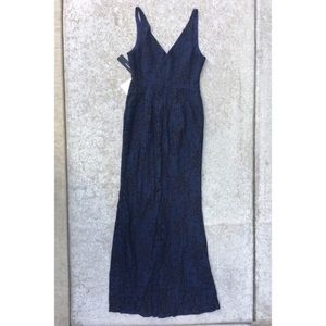 Lulu’s Melora Lace Navy Blue Sleeveless Maxi Dress